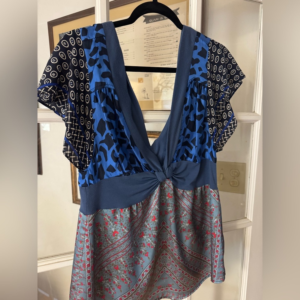 Blue Patterned Women's Top